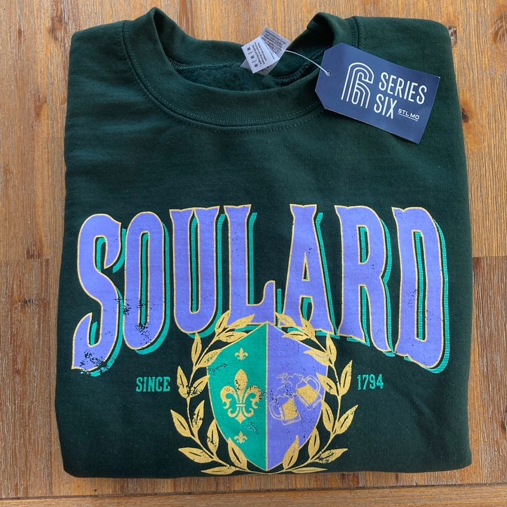 Soulard Collegiate Mardi Gras Crewneck Sweatshirt, Unisex size Medium